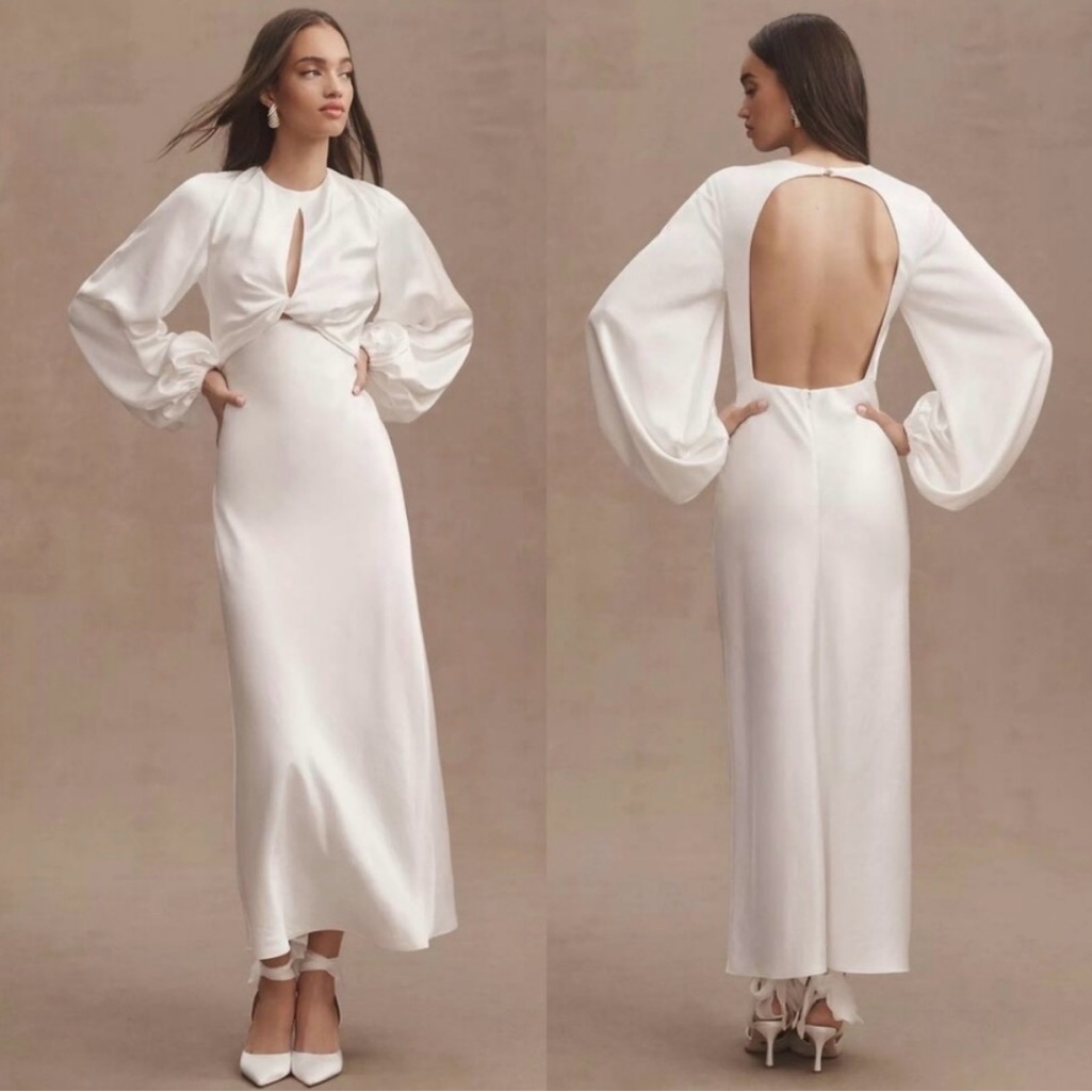 Significant Other Anthropologie Elegant White Open-Back Dress